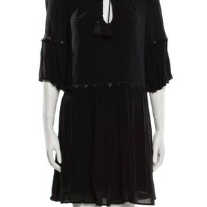 Rebecca Minkoff Helen Dress Relaxed LBD Tassel Bell Sleeves Grommet Size M